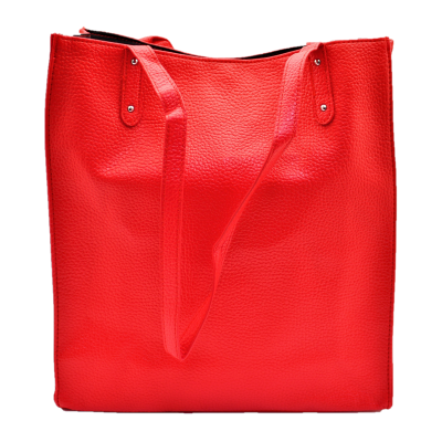 181302 - RED LEATHER SHOPPING BAG